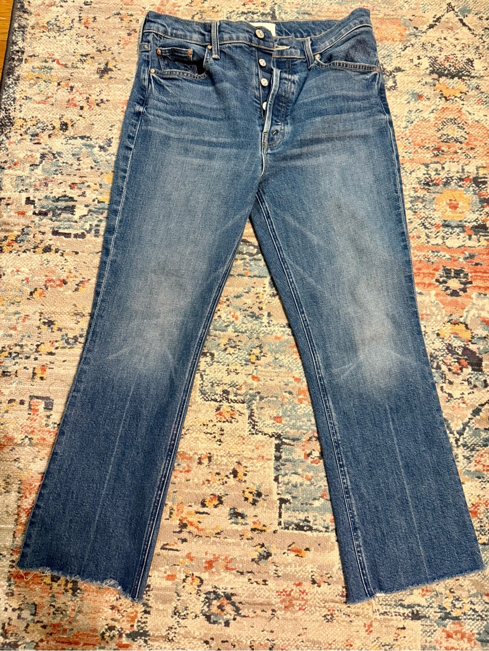 MOTHER The tripper high waist ankle fray flare jeans. Button fly. Size 30